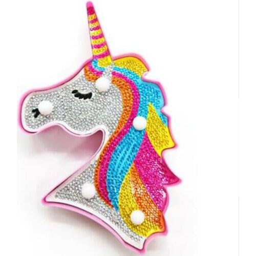 DIY Full Drill Diamond Painting Lamp unicorn LED Light Cross Stitch Embroidery horse Craft Decor kids gift