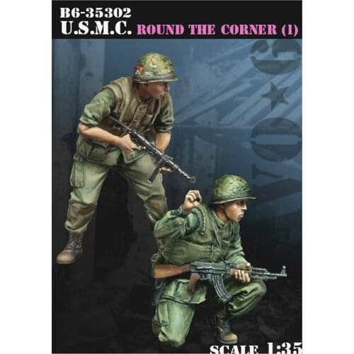 2pcs Soldiers Resin Figure 1/35 Scale Model Kit Assembly Models Kit Resin Colorless Self-Assembled Toy NO.292