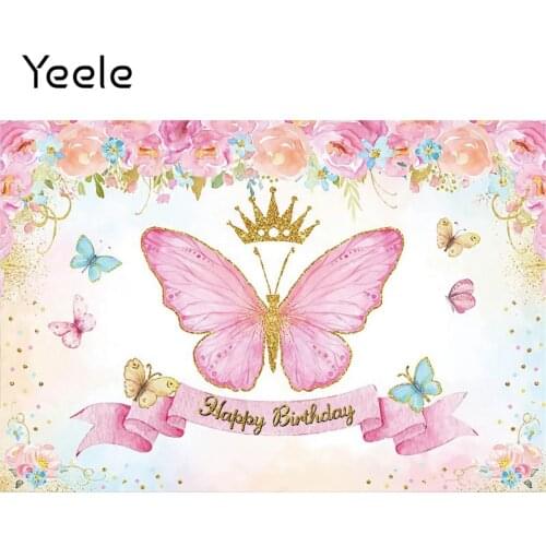 Yeele Butterfly Princess Photocall Girl Birthday Flowers Photography Backdrop Photographic Decoration Backgrounds Photo Studio