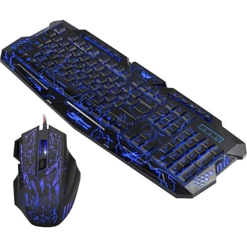 J60 Colorful Backlit Wired Gaming Mouse Set Three-Color Keyboard USB Computer