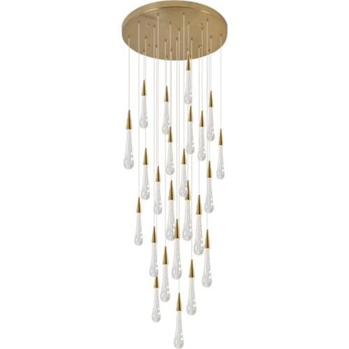 ZuuuVny Water Drops Chandeliers Stair Chandelier Foyer Chandeliers Duplex Building Large Chandeliers Lustre Lighting