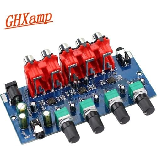 GHXAMP Multi-Source RCA Mixer Stereo Audio Reverberator (4 input 2 output ) Four way RCA Input ,RCA+3.5 earphone output