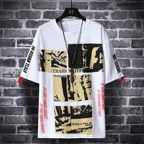 O-Neck Men Clothing 2021 Graphic T Shirts Harajuku Mens Fashion T-shirt Korean Shirts white Oversized T-shirt graphic tees