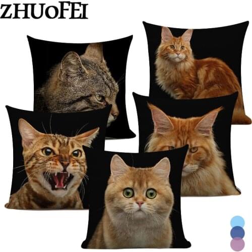 Cute Fat Orange Cat Pattern Cushion Cover 45x45cm Animal Printed Home Chair Seat Decorative Pillowcase Indoor Throw Pillow Cover