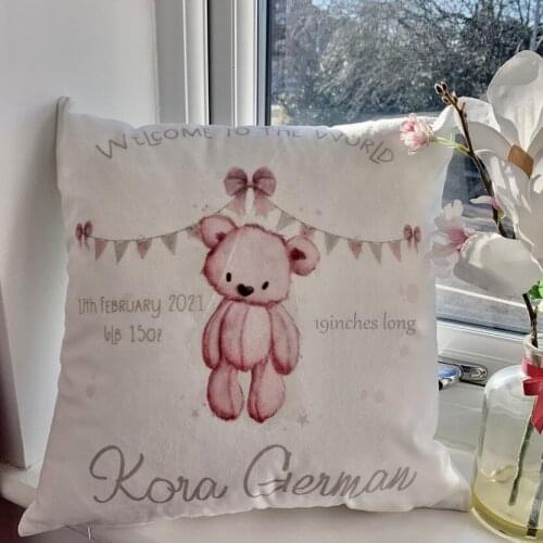 Personalized Girl Birth Announcement cushion cover Customized Pillow Case pregnancy Announcement pillow New mom gift