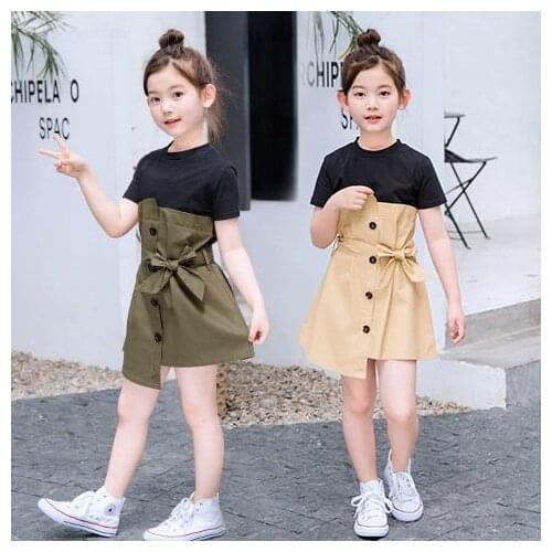 Girls Dresses 2021 Fashion Super Western Style Short-sleeved Dress Summer New Children Clothing