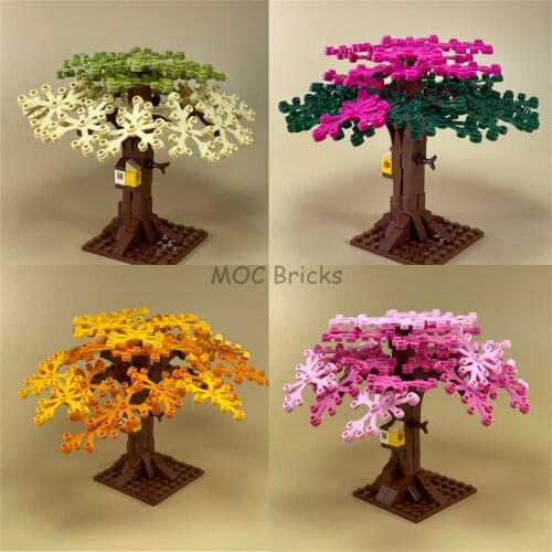 2sets/lot MOC Bricks City Street View House Tree Trunk Idea Decoration DIY Educational Building Blocks Toys Kids Gifts