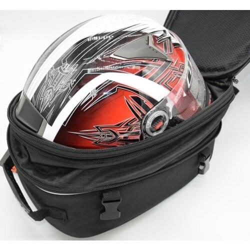 Motorcycle Bike Riding Backpack Backseat Bag Tail Bag Helmet Bag Wear-Resistant Waterproof Send PUC Waterproof Cover Black