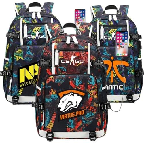 CSGO Natus Vincere Backpack USB Port Rucksack Bag Snake Pattern Student Teenagers School Bag travel Laptop Bag