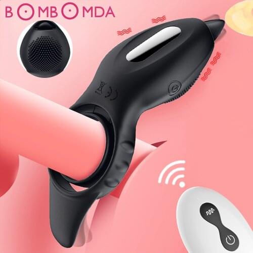 Vibrator Male Penis Rings Delay Ejaculation Penis Vibrating Cock Ring Clitoral Erotic Adult Sex Toys for Men Male Masturbator