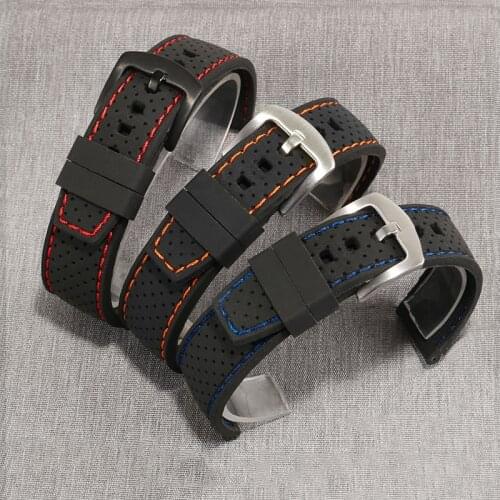 Waterproof Silicone Watchband 20mm 22mm Breathable Rubber Bracelet For Tissot Mido Casio Mens Outdoor Sports Watch Accessories