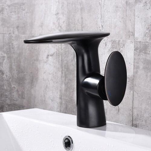 Antique Black Finish Tall Waterfall Faucets Bathroom Faucet Bathroom Basin Mixer Tap with Hot and Cold Water Tap Free shipping