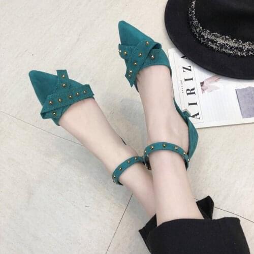 Spring New Wild Pointed Shallow Mouth Hollow Single Shoes 2019 Stiletto Cat With A Word Buckle Bow High Heels Female