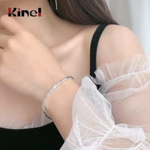 Kinel Real 925 Sterling Silver Small Cube Chain Bracelet Minimalist Fine Jewelry For Women Birthday Party Accessories Gift