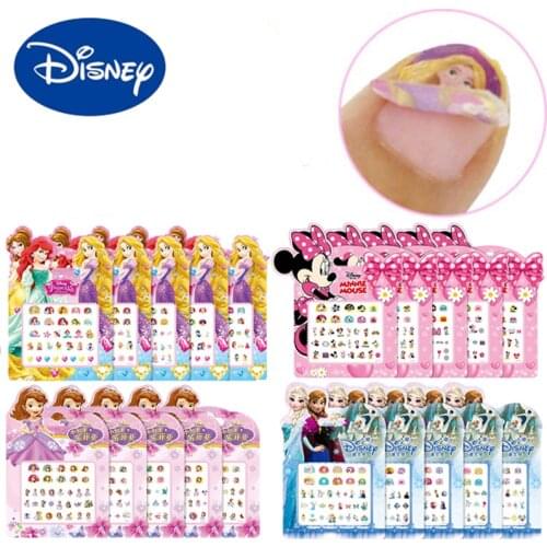 Random 1 set Disney Girlss Nail Stickers Anime Figure Frozen 2 Mermaid Mickey Mouse Snow White Sofia Fashion Ornament Sticker