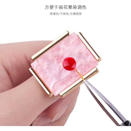 1Pc New Resin Stone Nail Art Palette Finger Ring False Nails Tips Drawing Colorful Display DIY Manicure Polish Gel Tool