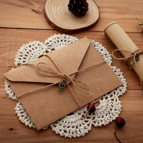 12 Pcs A5/B5 Vintage Kraft Envelope Letter Pad Set Love Letter Birthday Party Invitation Envelope Writing Paper with Rope Gift