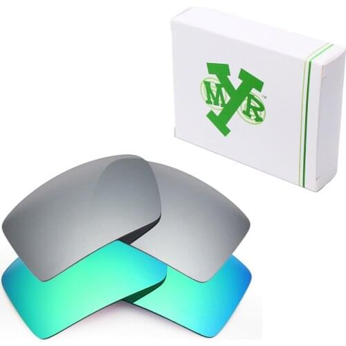 2 Pairs Mryok POLARIZED Replacement Lenses for Oakley Eyepatch 1&2 Sunglasses Silver Titanium & Emerald Green
