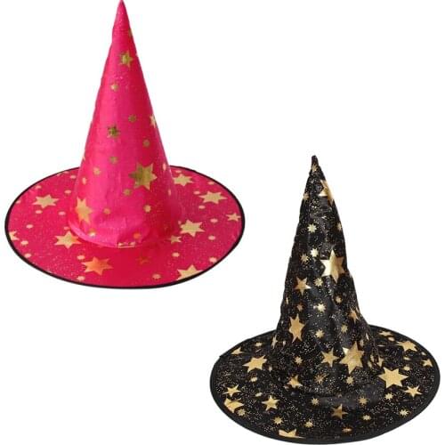 2pcs Rose Black Kids Wizard Witch Pointed Hat Fancy Dress Halloween Cape Hat
