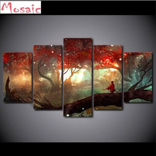 5 Piece Sacred Journey Frameless Paintings 5pcs Full square round DIY 5D Diamond Painting cross stitch kits mosaic embroidery
