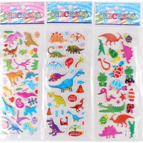 5 Sheets Baby PVC Sticker Star Cartoon Dinosaur Jurassic Animal Stickers Kids Toys Bubble Stickers Educational Toys