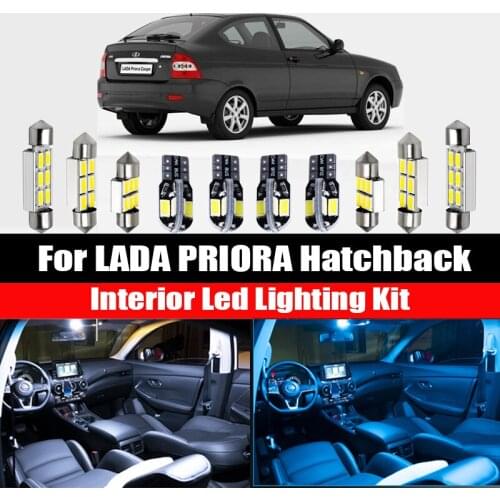 9pcs White Bulb LED Car Light Interior Kit For 2008-2016 2017 2018 LADA PRIORA Hatchback Map Dome Trunk Glove Box Lamp