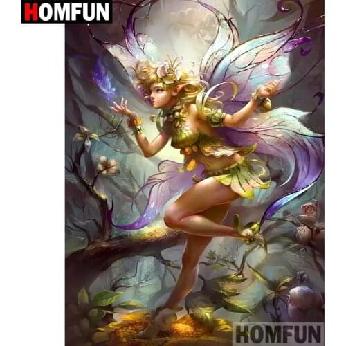 HOMFUN 5D DIY Diamond Painting Full Square/Round Drill "butterfly fairy" Embroidery Cross Stitch gift Home Decor Gift A09332