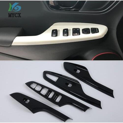 Car Window Lift Door Panel For Hyundai Kona Kauai Encino 2019 2018 Carbon Fiber ABS Chrome Auto Glass Button Switch accessories