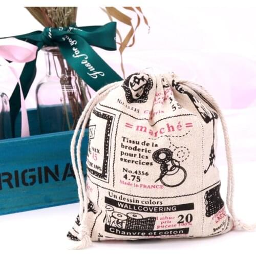Free shipping 5 pcs Factory Price Retro Cotton Line Drawstring Pouches Candy Favor Holder Jewelry Party Gifts Bag 14x16cm Bag