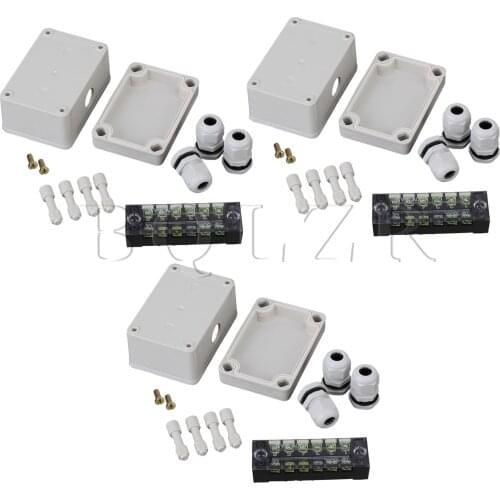 BQLZR 3Pieces 6 Bit Plastic Junction Box with PG11 Connectors White 95x65x55mm