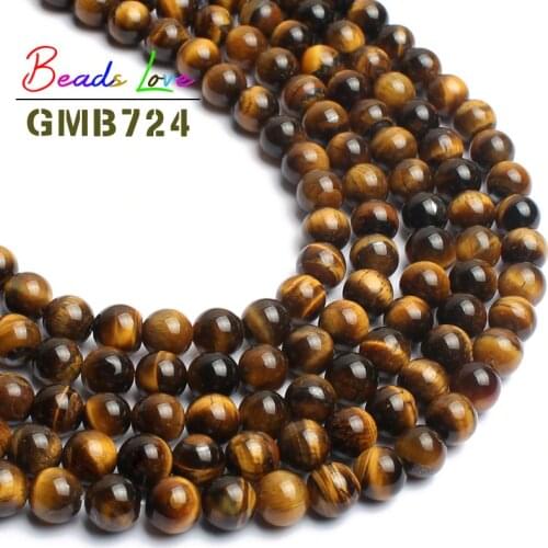 4-12MM Natural Yellow Tiger Eye Stone Round Loose Beads for Needlework Jewelry Making Bracelet Necklace Diy Wholesale 15 Inch