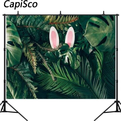 Capisco Spring Easter Backdrop for Photography Rabbits Colorful Eggs Background Children Cake Smash Portrait Photoshoot Props