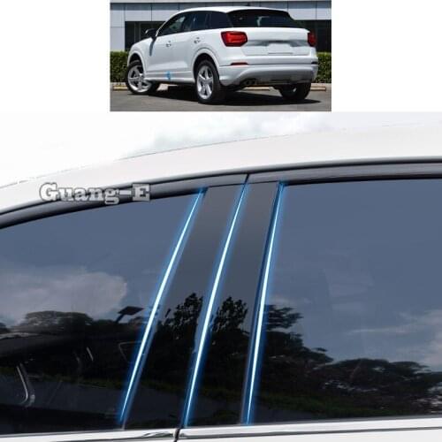 For Audi Q2 Q2L 2018 2019 2020 2021 Car PC Material Pillar Post Cover Door Trim Window Piano Black Molding Sticker Plate Parts