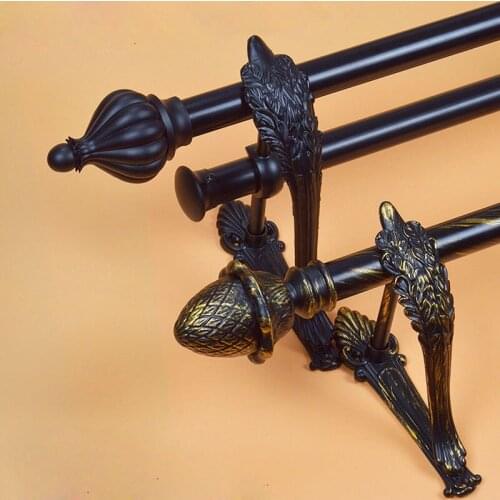 New Rod holder Black gold and Pure Black 28mm/28mm Double and Single holder carve Roman Curtain holder Alloy curtain rod bracket