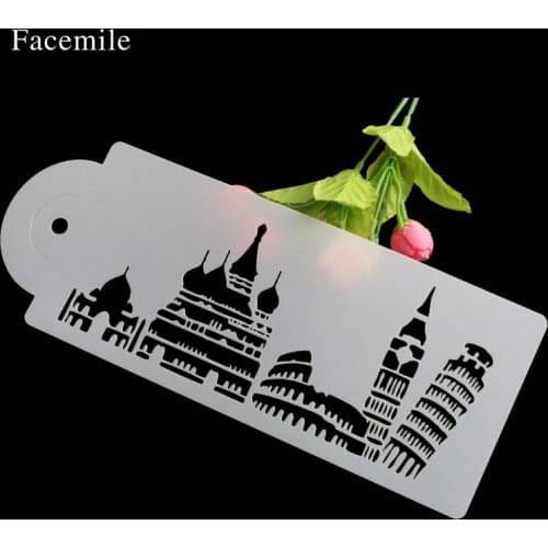 Facemile 1PCS Building Tower Bakeware Baking Kitchen Accessory Fondant Cake Decorating Tools Cake Stencil Template Spray Mold