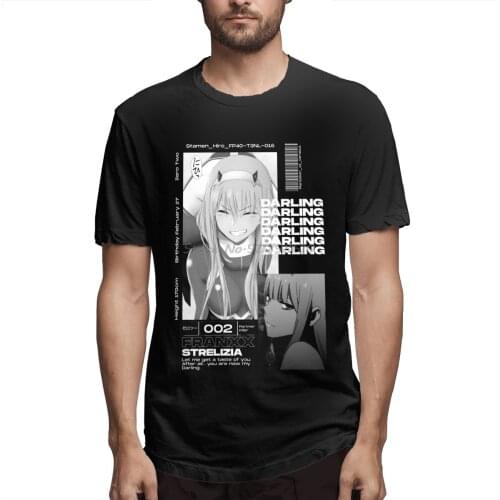 Zero Two Darling In The Franxx Aesthetic Anime T Shirt Short Sleeve T-shirt Men Cotton Tees Streetwear Harajuku