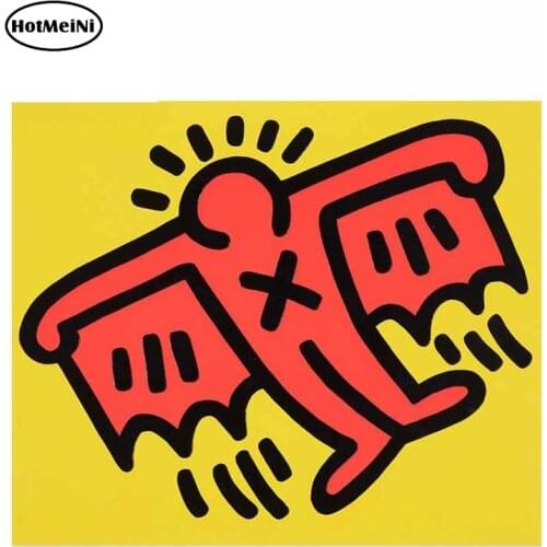 HotMeiNi 13cm For Keith Haring Motorcycle Car Bumper Stickers Refrigerator Decal Scratch-Proof Sunscreen for VAN RV Decor