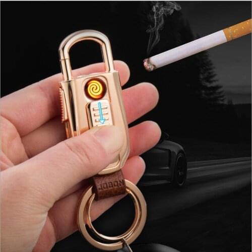 Jobon Multifunctional Keychain USB Charging Lighter High Grade Car Key Ring Metal Pendant Smoker Gift