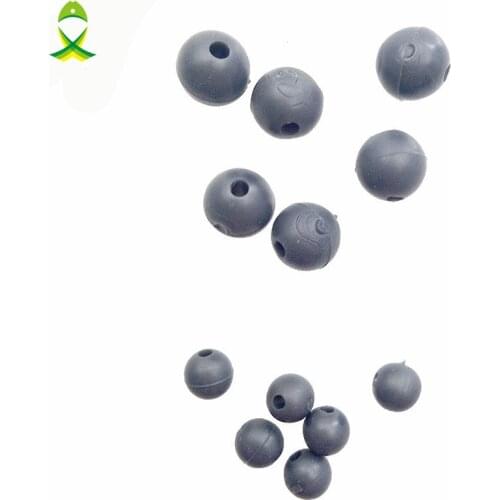 JSM 100pcs Diameter 5mm 7mm Soft Carp Fishing Beads Rubber Dark Grey/black Round Floating Rig Beads Carp Fishing Accessories
