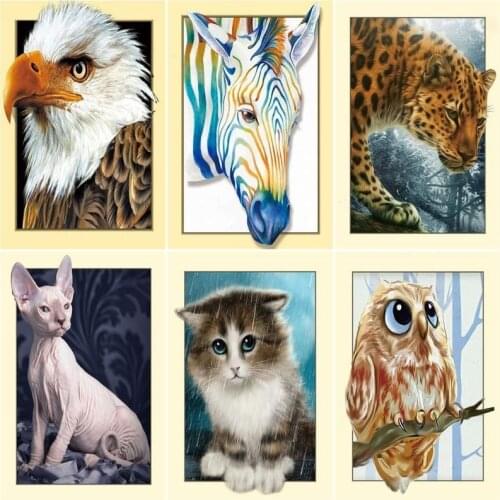 GATYZTORY DIY Picture By Number Animal Cat Zebra For Kids Gift Drawing On Canvas Handpainted Owl Art Kit Home Decoration
