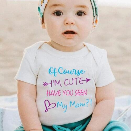 Of Course I'm Cute Baby Romper Newborn Baby Bodysuit Boys Girls Clothes Letter Print Infant Baby Jumpsuit Cute Casual Sleepwear