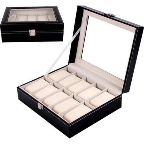 5/6/10 Grids Watch Box Large Mens Black PU Box Leather Display Case Jewelry Organizer Box Storage Case шкатулка для украшений