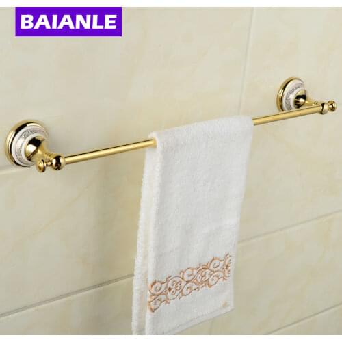 Creative Wall Mounted Single Towel Bar Brass & Ceramics Bathroom Bath Towel Rod
