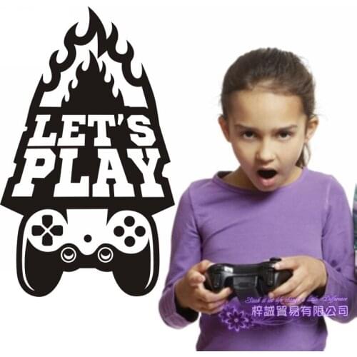 Let Play Game Handle Wall Sticker Video Play Game Room Decal Gaming Gamer Vinyl Wall Decals Decor Mural Video Game Car Decal