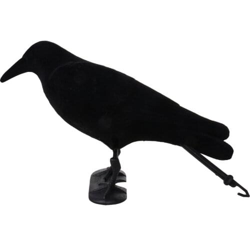 MagiDeal Flocked Jet Black Crow Decoy Bird Scarer Pest Control Garden Defense Scarecrow Animal Trap Decoy