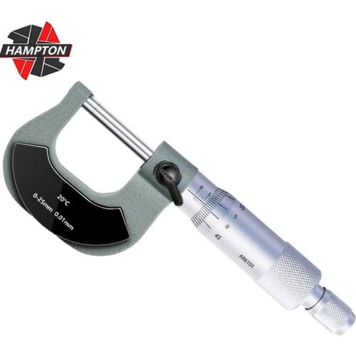 HAMPTON Micrometer Caliper 0-25mm 0.01mm Outerside Micrometer Metric Gauge Carbon Steel Measuring Caliper