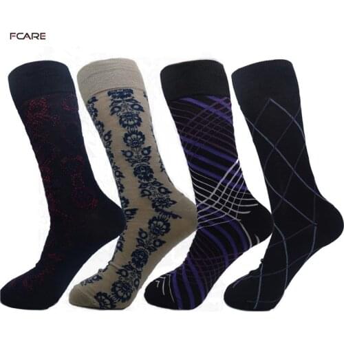 Fcare 4PCS=2 pairs plus big size autumn winter 44, 45, 46, 47 business dress socks calcetines men printed dress socks
