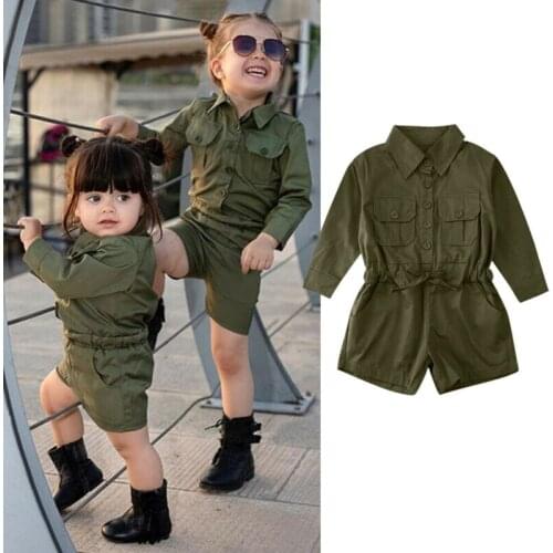 2020 New Fashioon Toddler Kids Girls Outfit Long Sleeve Playsuit Jumpsuit Shorts Clothes Sets