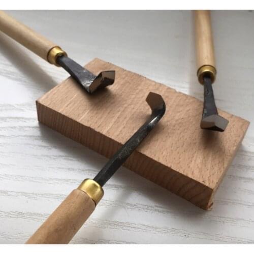 3Pieces/Set Arborvitae Thuja Hook Knife Tools Root Grinding Blade Angle Scraper Wood Carving Knife(Blade w:6mm 8mm 11mm)