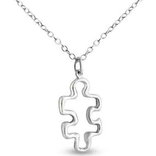 30 family Hollow Outline Puzzle Piece Necklace Autism Awareness Quote Jigsaw Mentor Teacher Mom Friends Meaningful Gift necklace